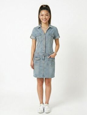 Hot Kiss Vintage Y2K Denim Belted Dress - Medium